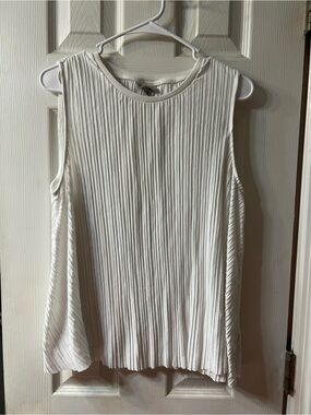 A New Day Women's Medium Pleated Sleeveless Top - White, Dressy Casual